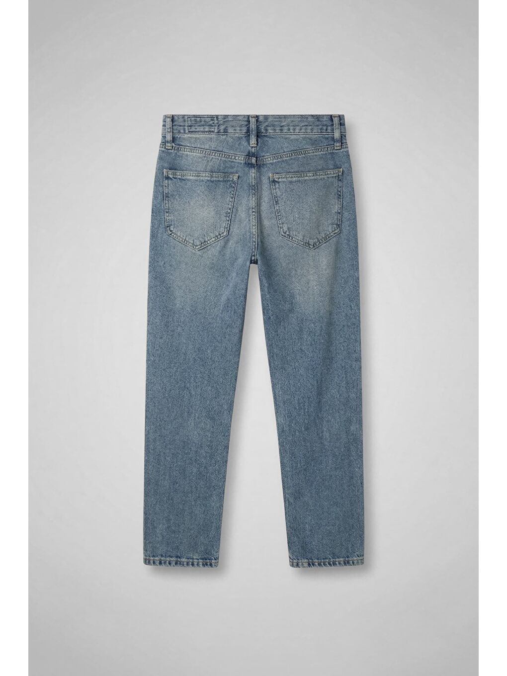 Erkek Boyfriend Yıkamalı Jean Pantolon Mavi-1