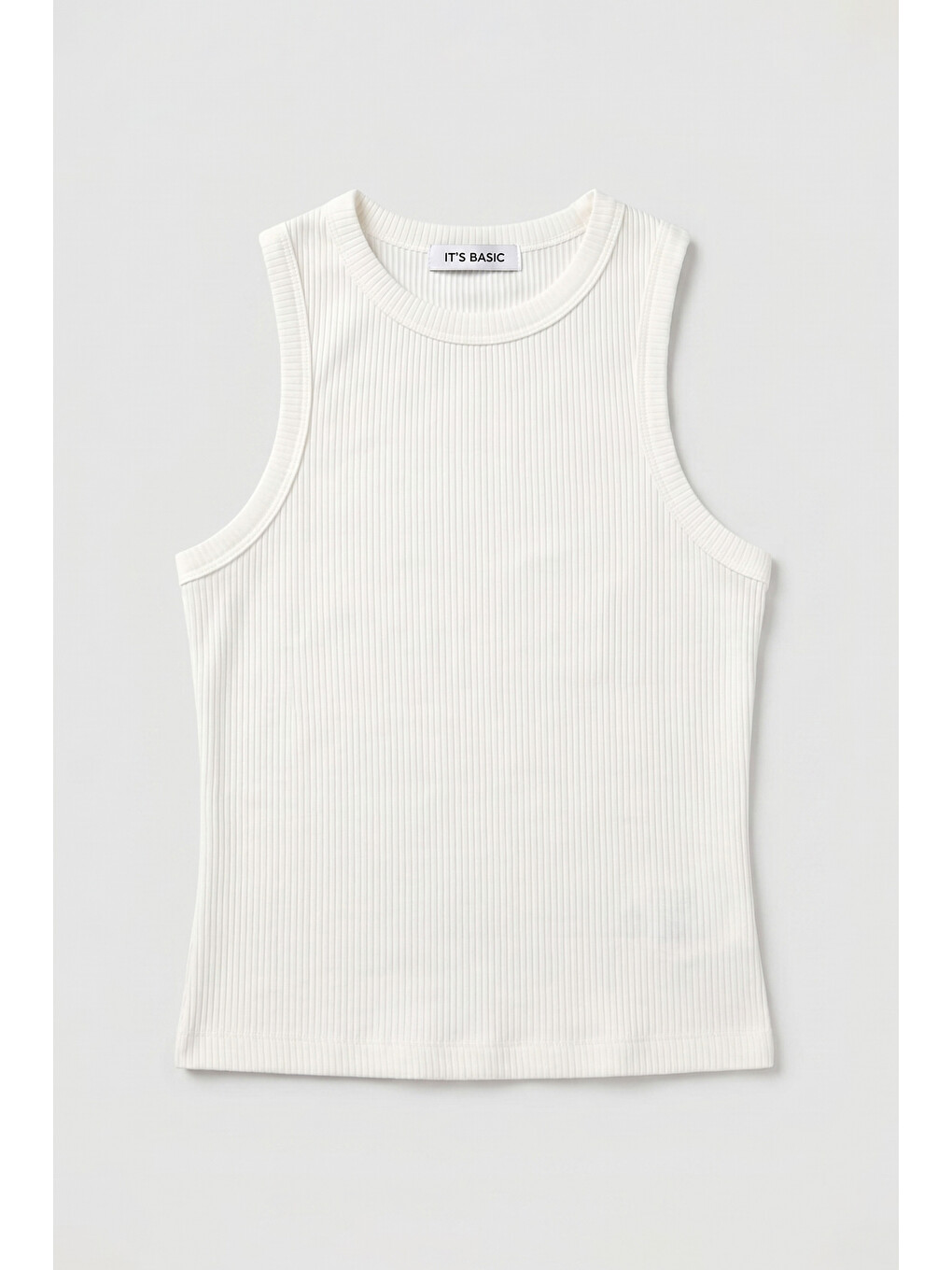 Kadın Ekru s6-101 Sıfır Kol Esnek Kumaş Crop Top-1