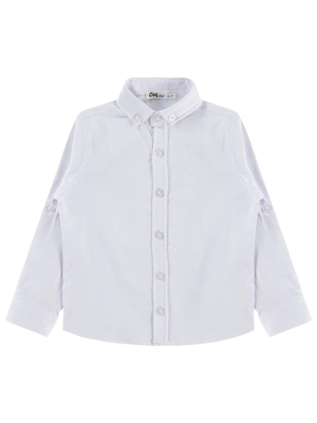 Boys Yelken Nakışlı 10-13 Yaş Gömlek - Beyaz-1