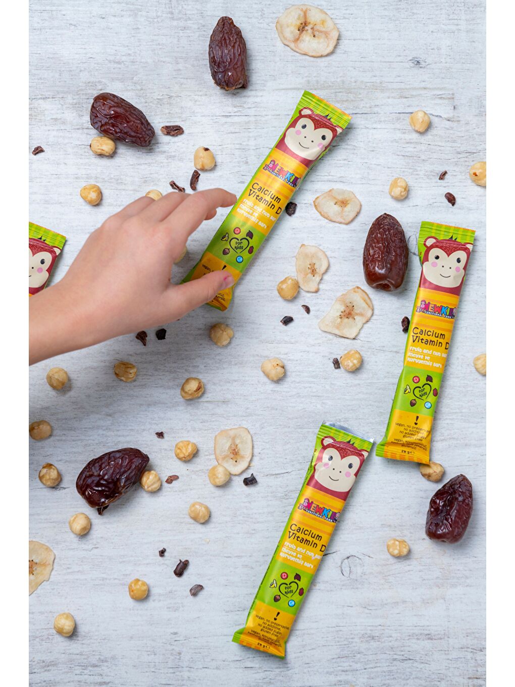 Çocuklara Özel Muzlu, Fındıklı Hurma Barı- Kalsiyum Ve Vitamin D ilaveli vegan 12 Adet-3