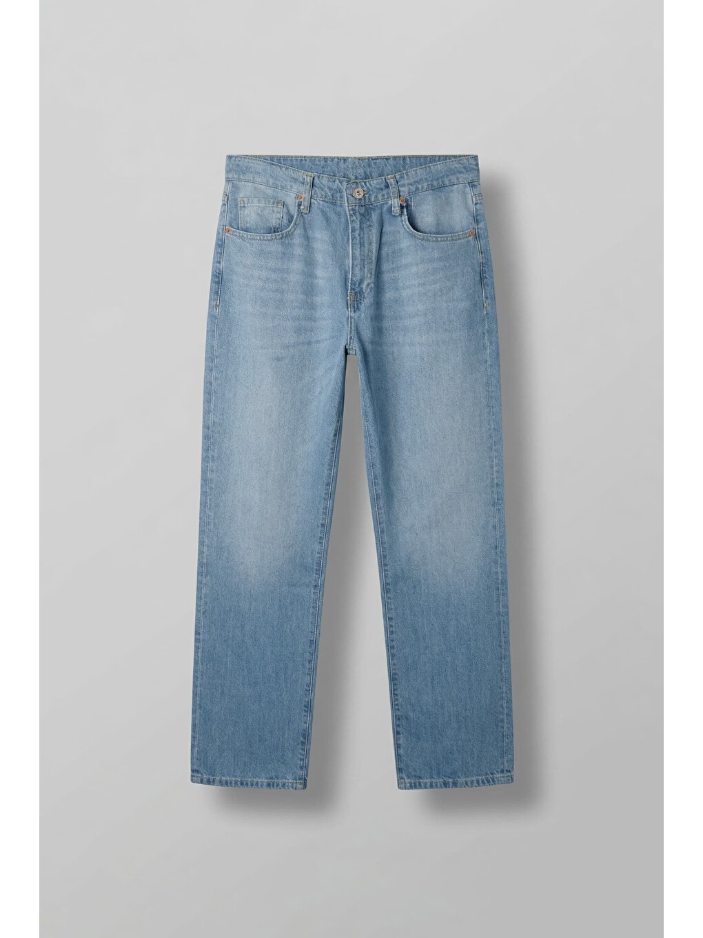 Erkek Baggy Fit Yıkamalı Jean Pantolon Açık Mavi