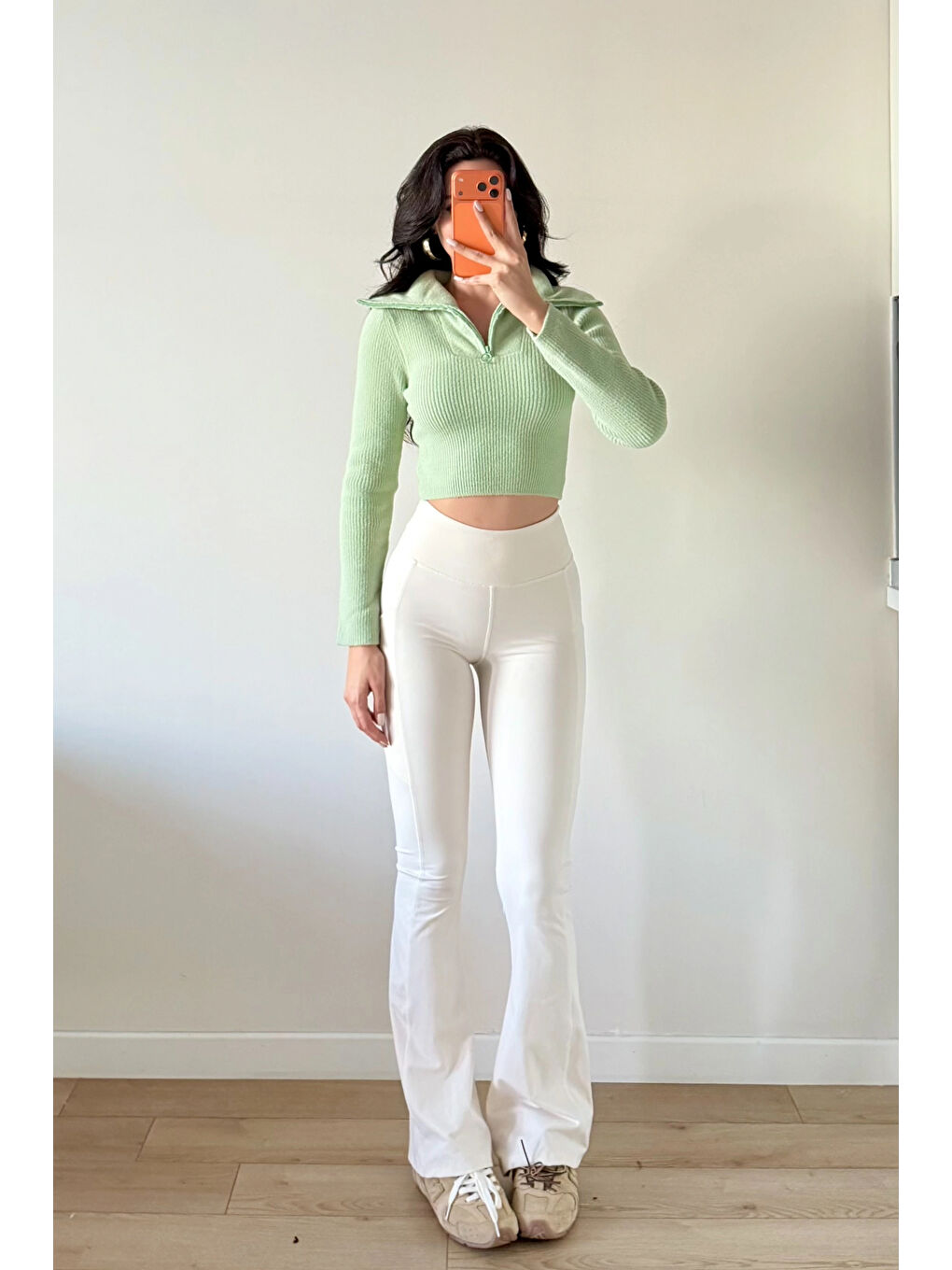 Yeşil Kadın Mint Crop Kazak 1014-2022-2