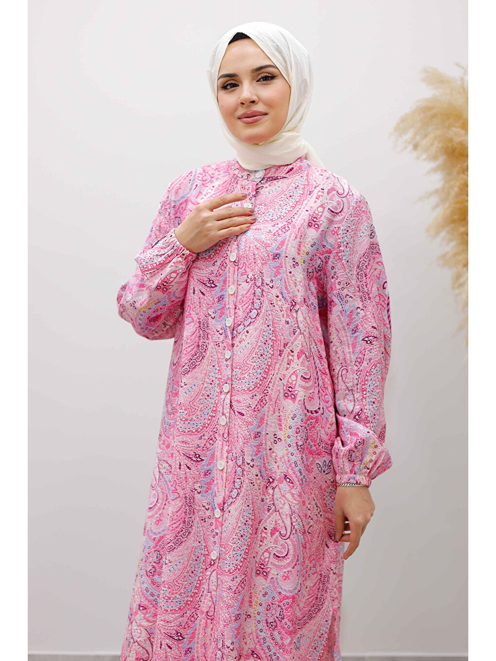 Önden Düğmeli İkili Takım Tsd250266 Pembe-1