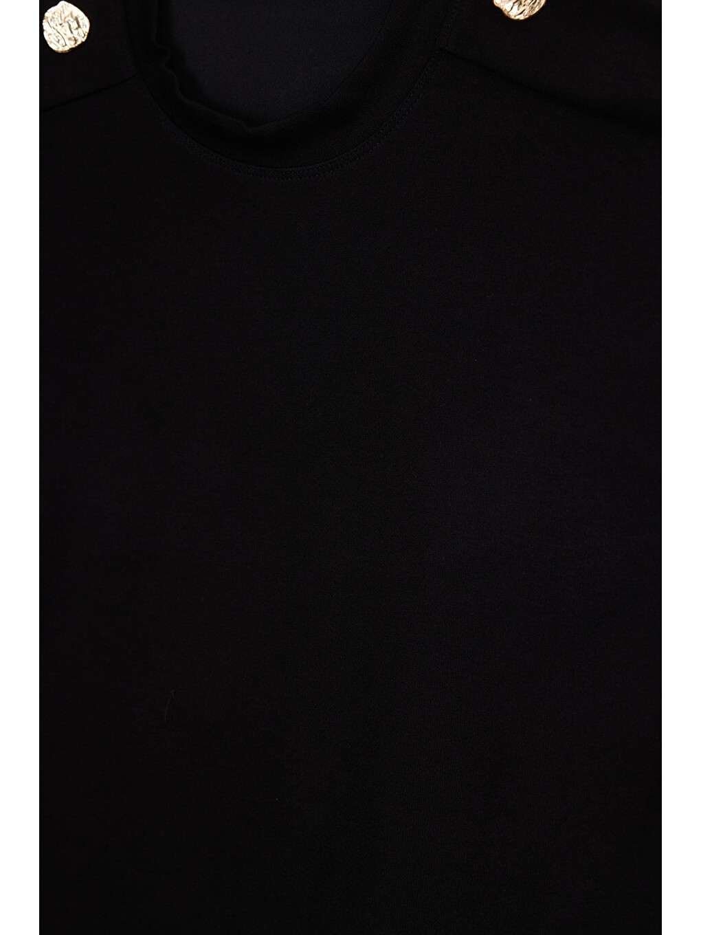 Kadın Oversize Geniş Kesim Bisiklet Yaka Omzu Düğmeli Elastanlı Siyah Viskon Bluz-5
