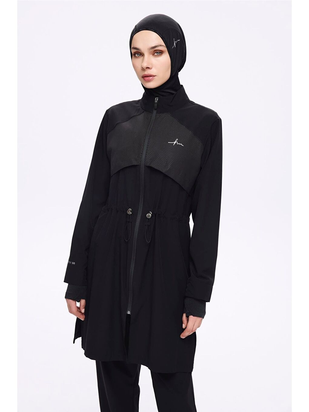 Performans Serisi Siyah Esnek Dokuma 6 Parça Tam Tesettür Mayo Takımı H-Per50 2020-1