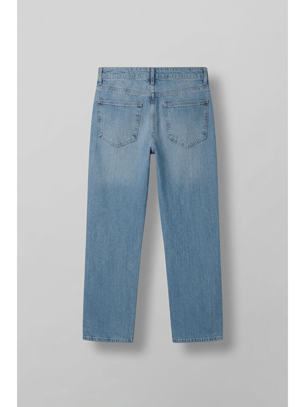 Erkek Baggy Fit Yıkamalı Jean Pantolon Açık Mavi-1