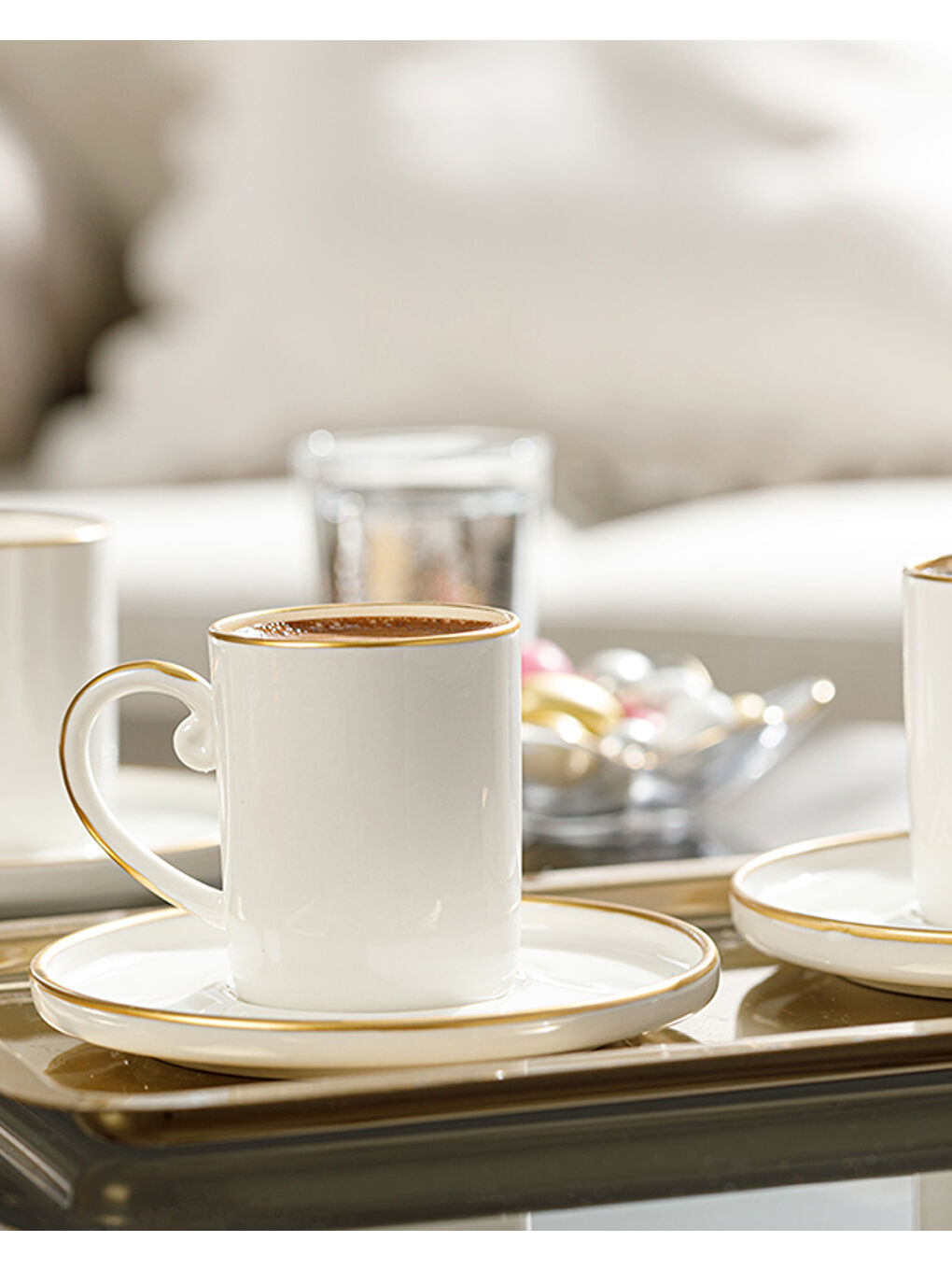 Sarı Marella Porselen 12 Parça 6 Kişilik Kahve Fincan Takımı 85 ml Gold-1