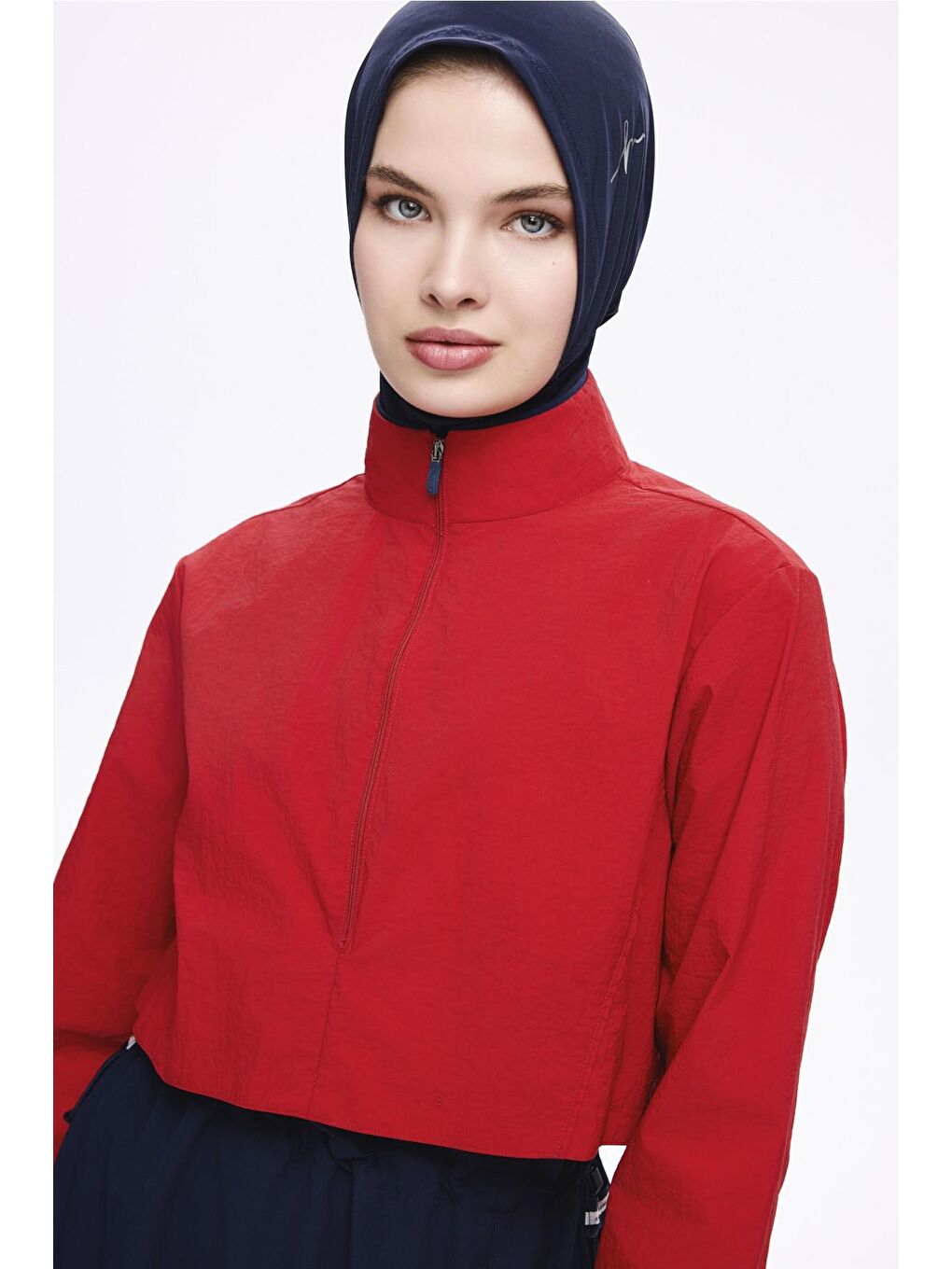 Crinkle Kumaş Kırmızı 5 Parça Tam Tesettür Mayo Takımı 5021-2