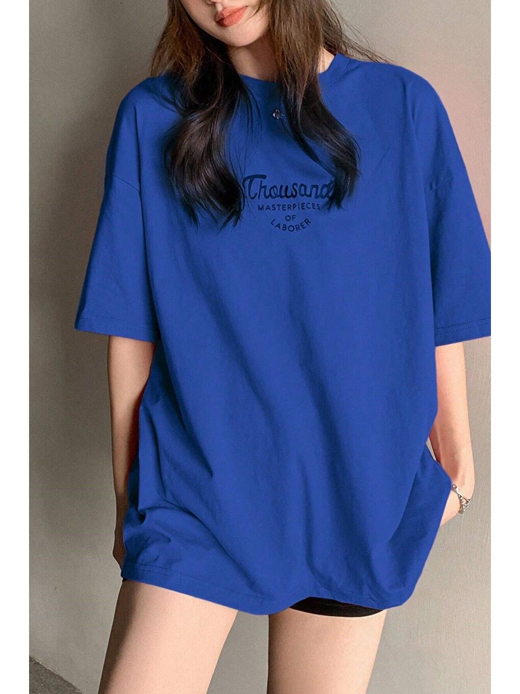 Mavi Kadın MAVİ Bisiklet Yaka Thousand Baskılı Oversize T Shirt