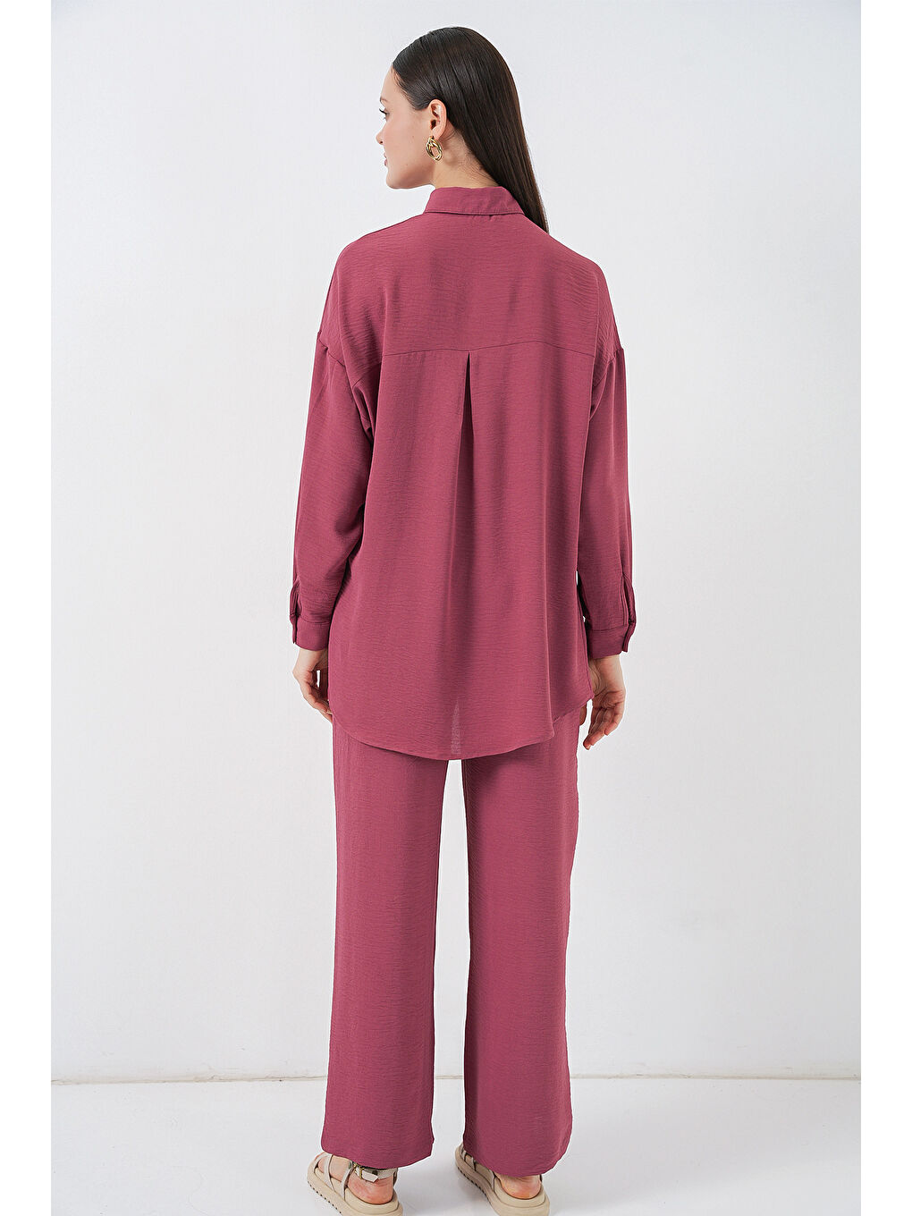 Pembe Kadın Gömlek Pantolon İkili Takım 30063 - Gül Kurusu-6