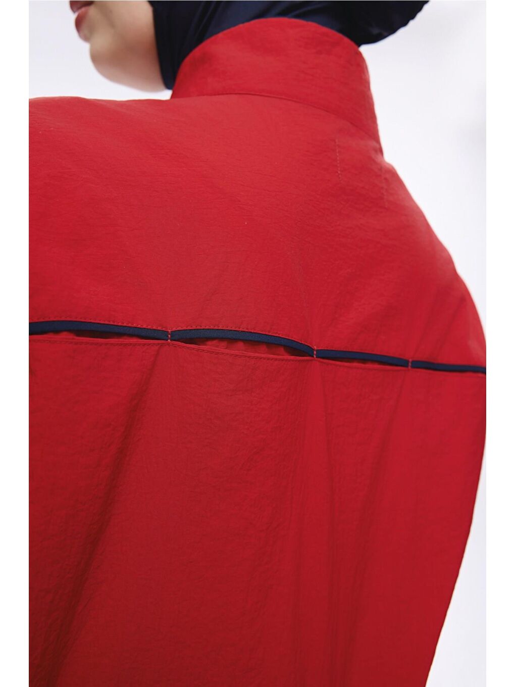 Crinkle Kumaş Kırmızı 5 Parça Tam Tesettür Mayo Takımı 5021-5