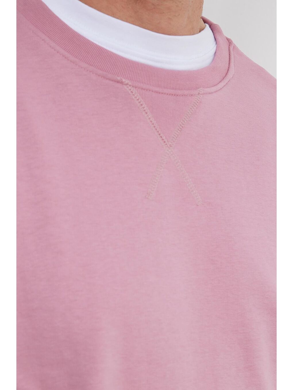 Unisex Relax Fit Rahat Kesim %100 Pamuk Basic Lila Bisiklet Yaka Sweatshirt-2