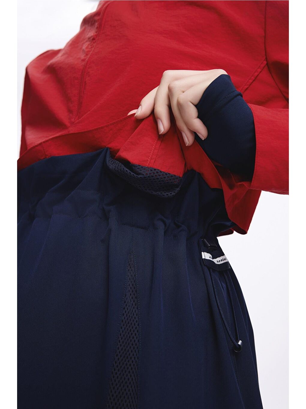 Crinkle Kumaş Kırmızı 5 Parça Tam Tesettür Mayo Takımı 5021-7