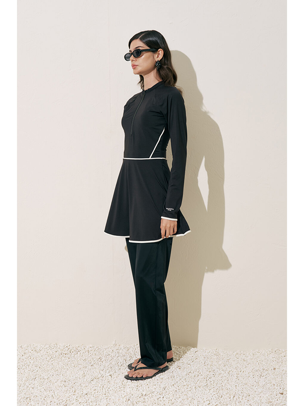 Biye Detaylı Tesettür Elbise Siyah-4