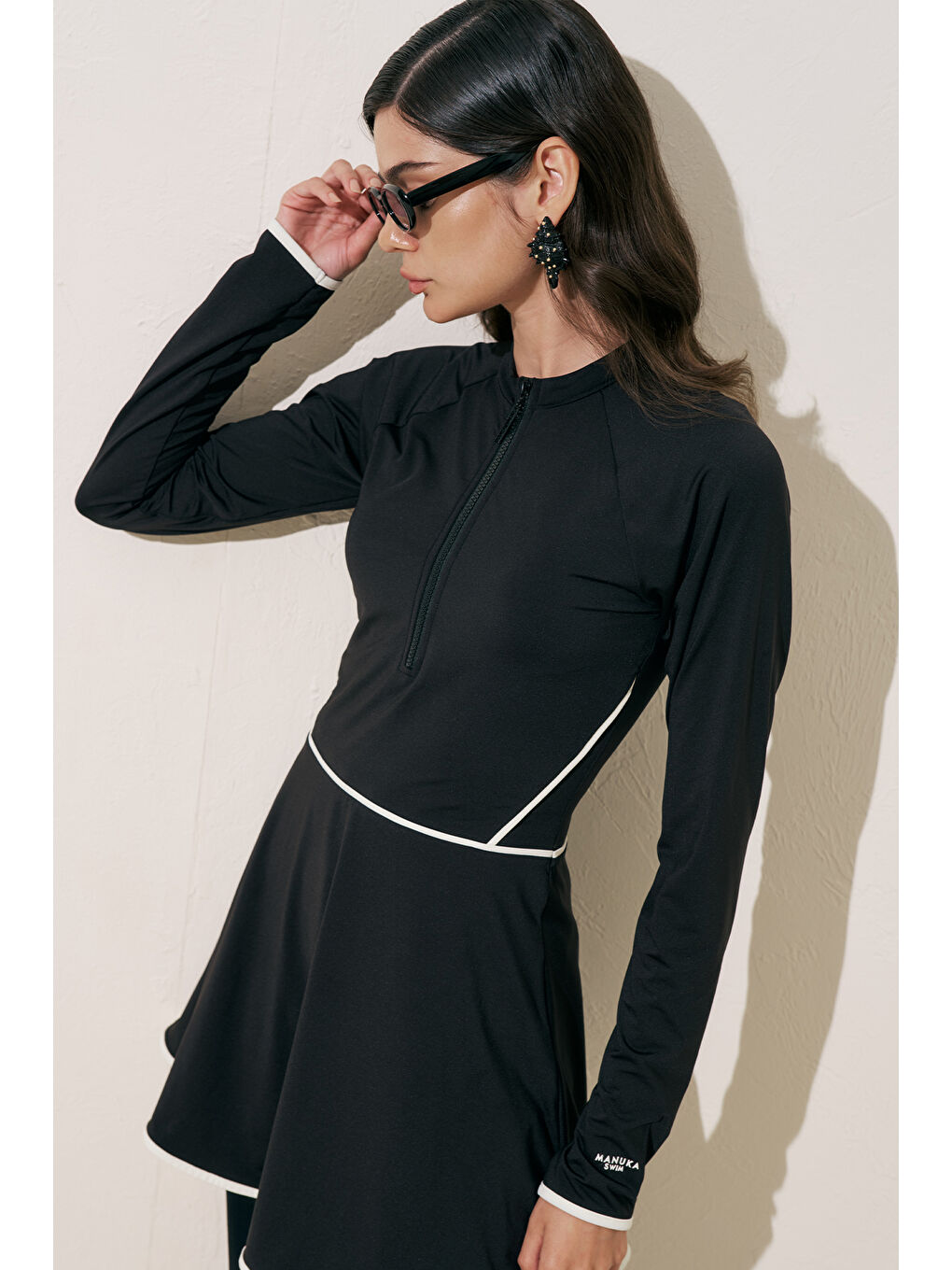 Biye Detaylı Tesettür Elbise Siyah-5