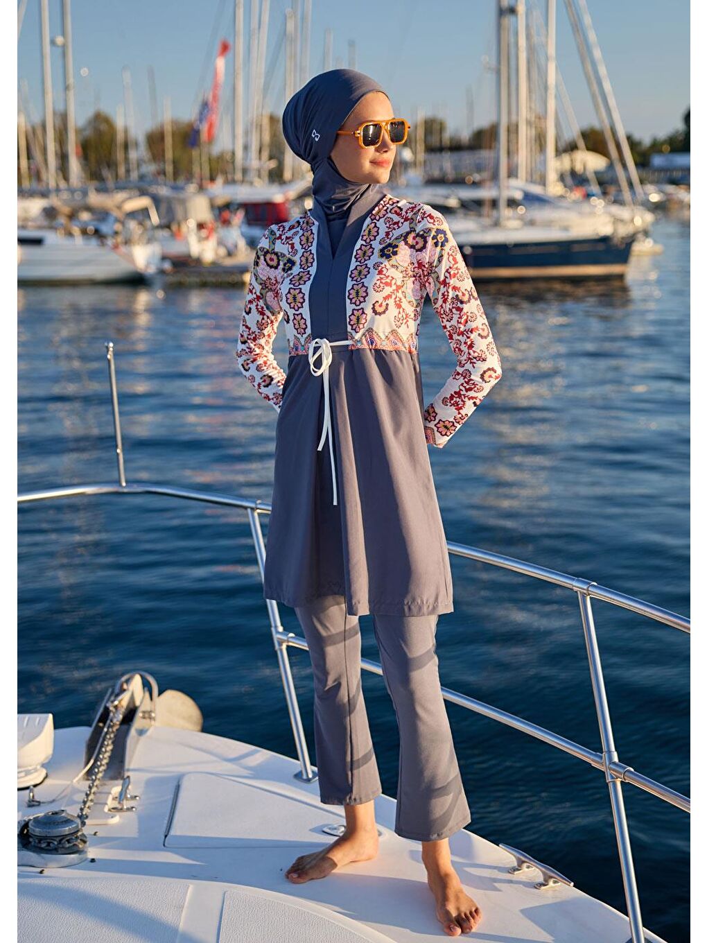 Karışık Kanaviçe Paraşüt Tesettür Mayo-3