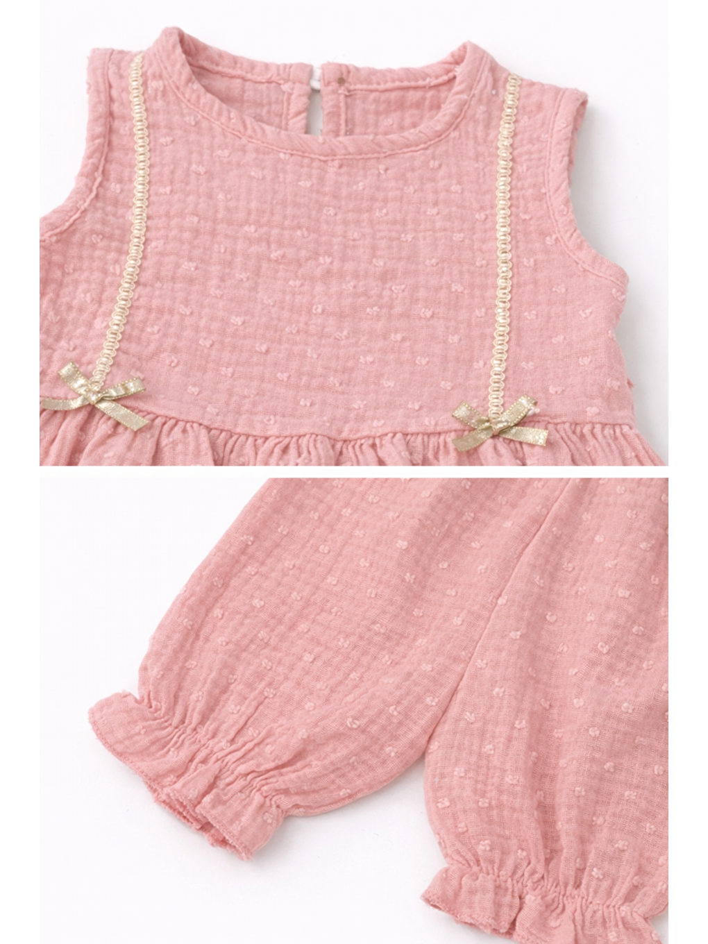 Pembe Kız Bebek %100 Pamuk Müslin Takımı 2’li – Yazlık Nefes Alan Rahat Set Şortlu (6-24 Ay)-2