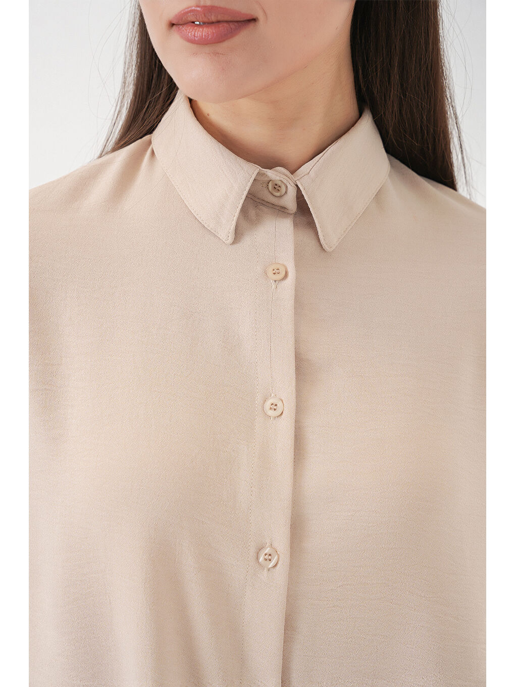 Ekru Kadın Gömlek Pantolon İkili Takım 30063 - Krem-5