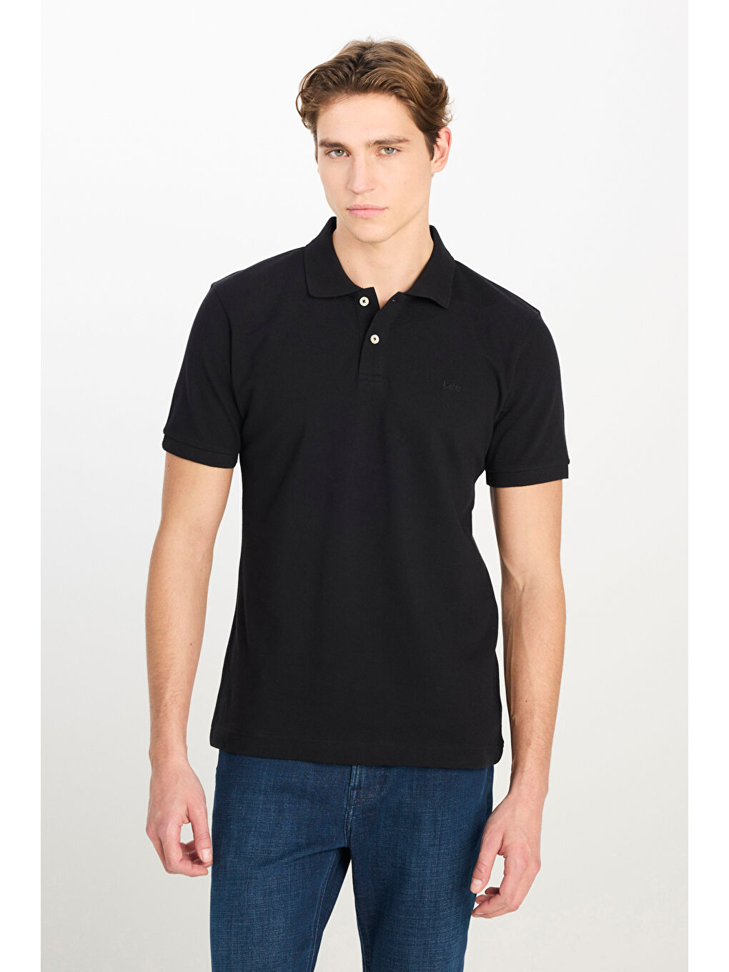 %100 Pamuk Regular Fit Normal Kesim Siyah Polo Yaka Tişört