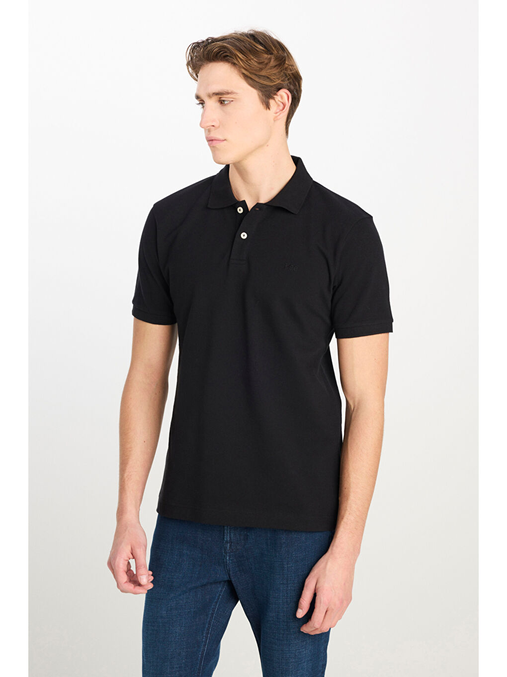 %100 Pamuk Regular Fit Normal Kesim Siyah Polo Yaka Tişört-1