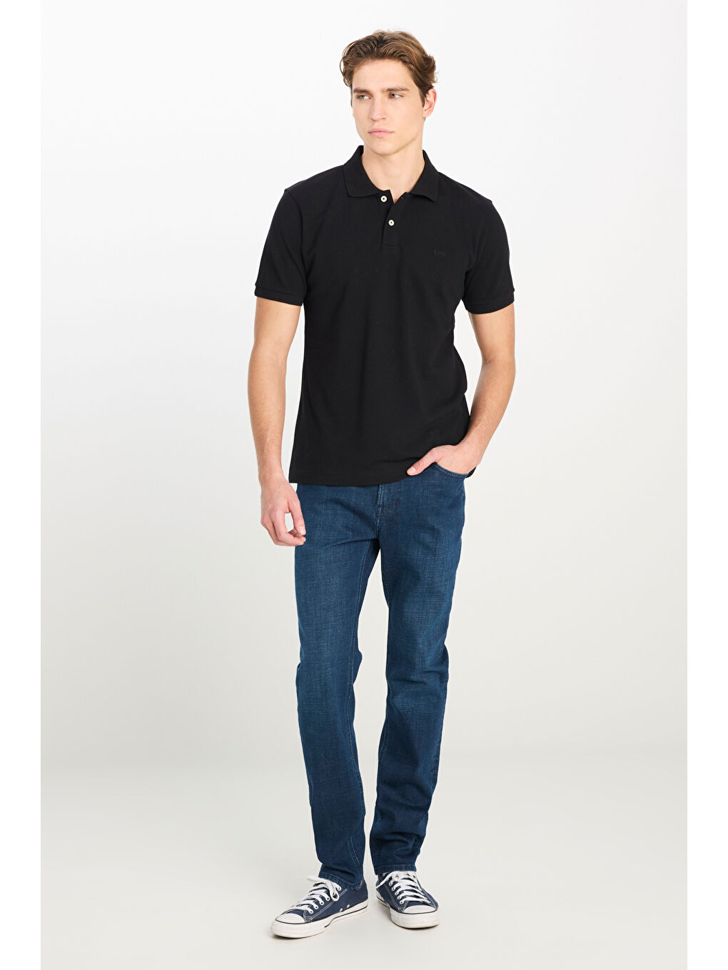 %100 Pamuk Regular Fit Normal Kesim Siyah Polo Yaka Tişört-2