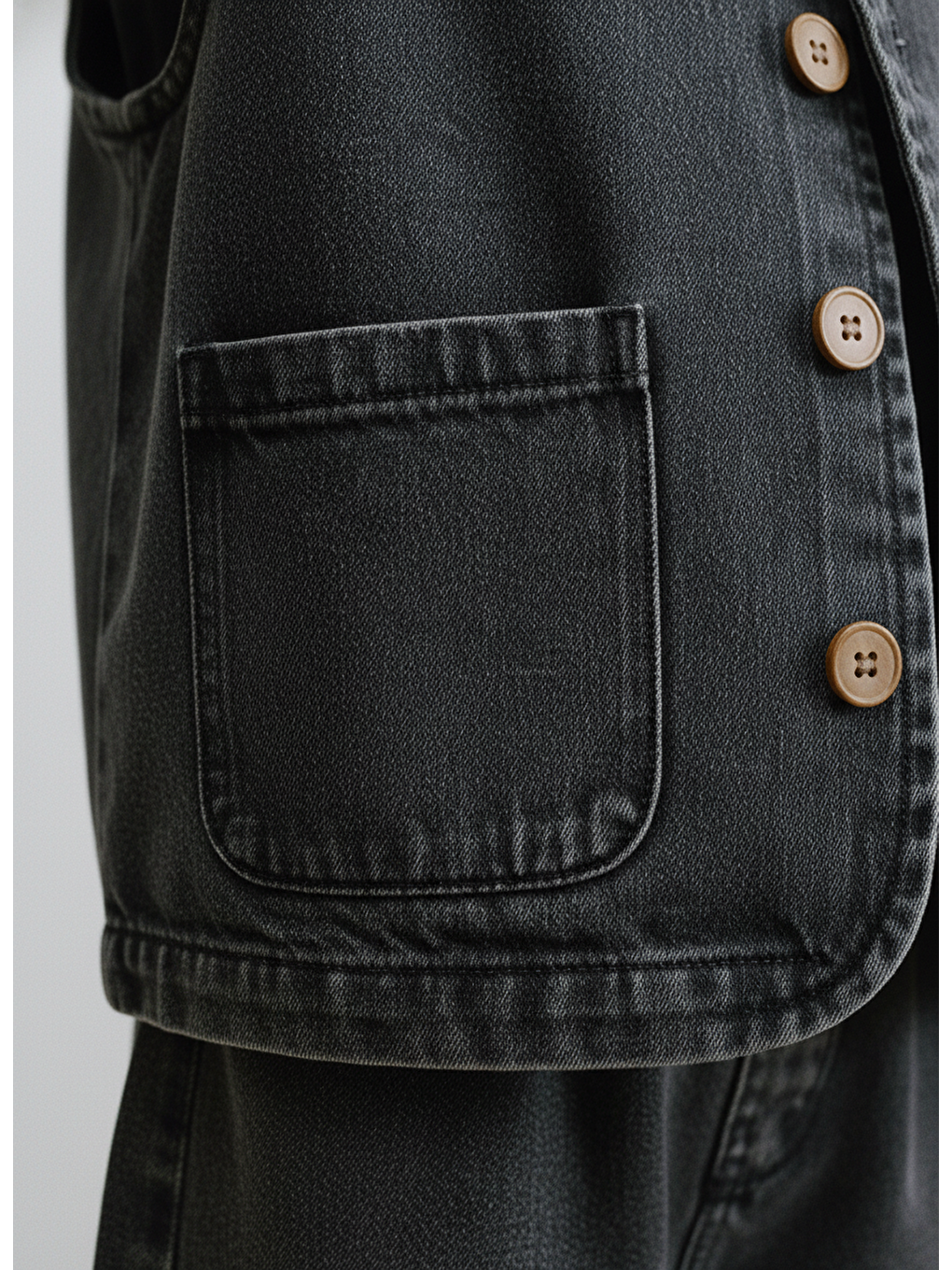 Erkek Çocuk Pamuklu Antrasit Minimal Yelek Ve Pantolon Takım - 2'Li Set-2