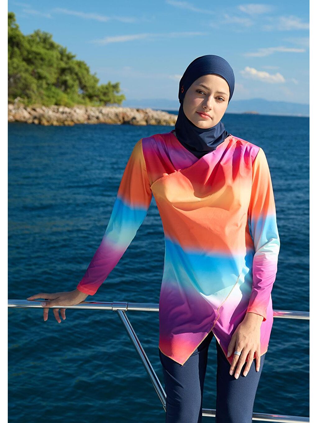 Karışık Renk Cümbüşü Tesettür Mayo Üstü