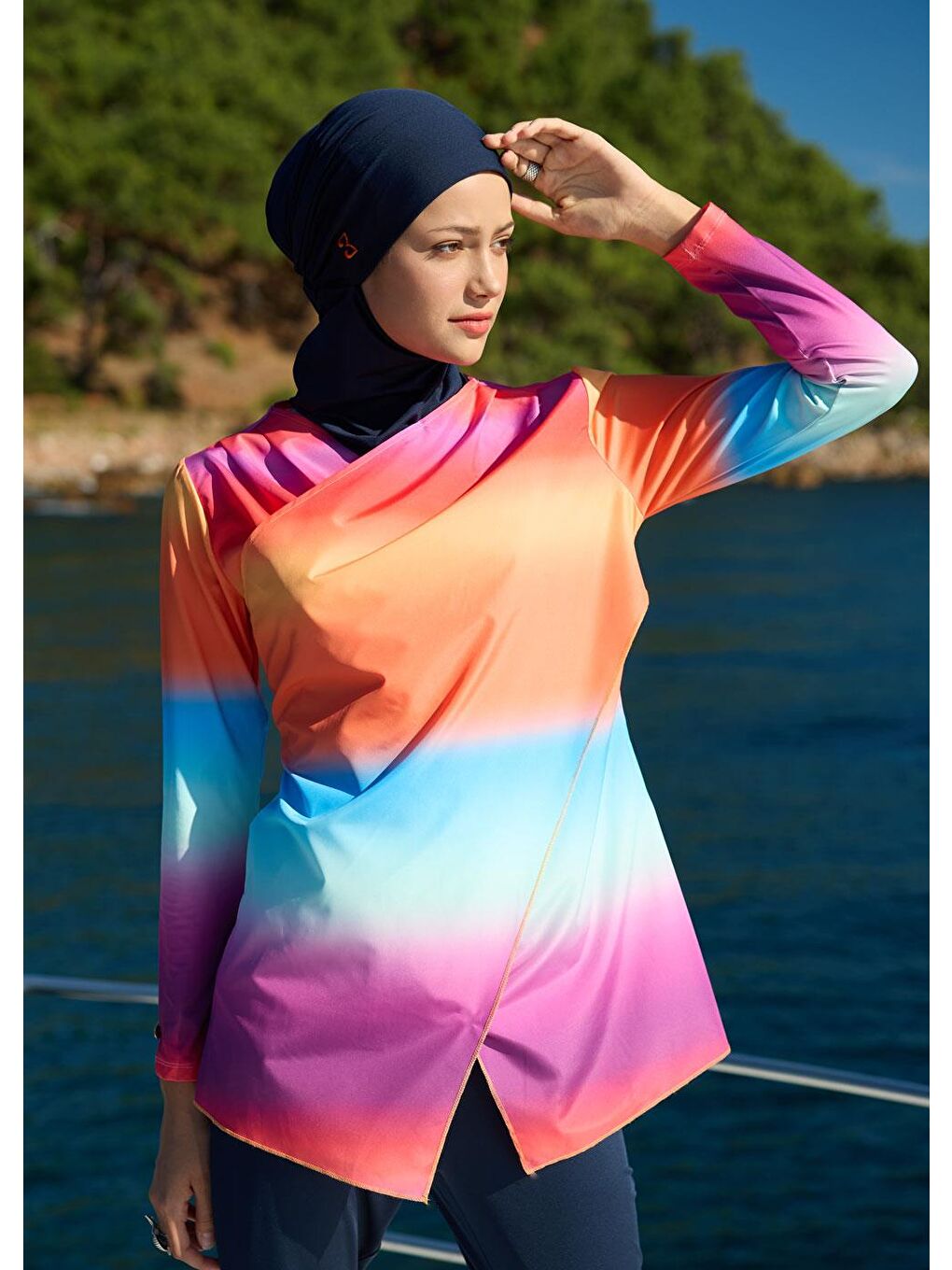 Karışık Renk Cümbüşü Tesettür Mayo Üstü-2
