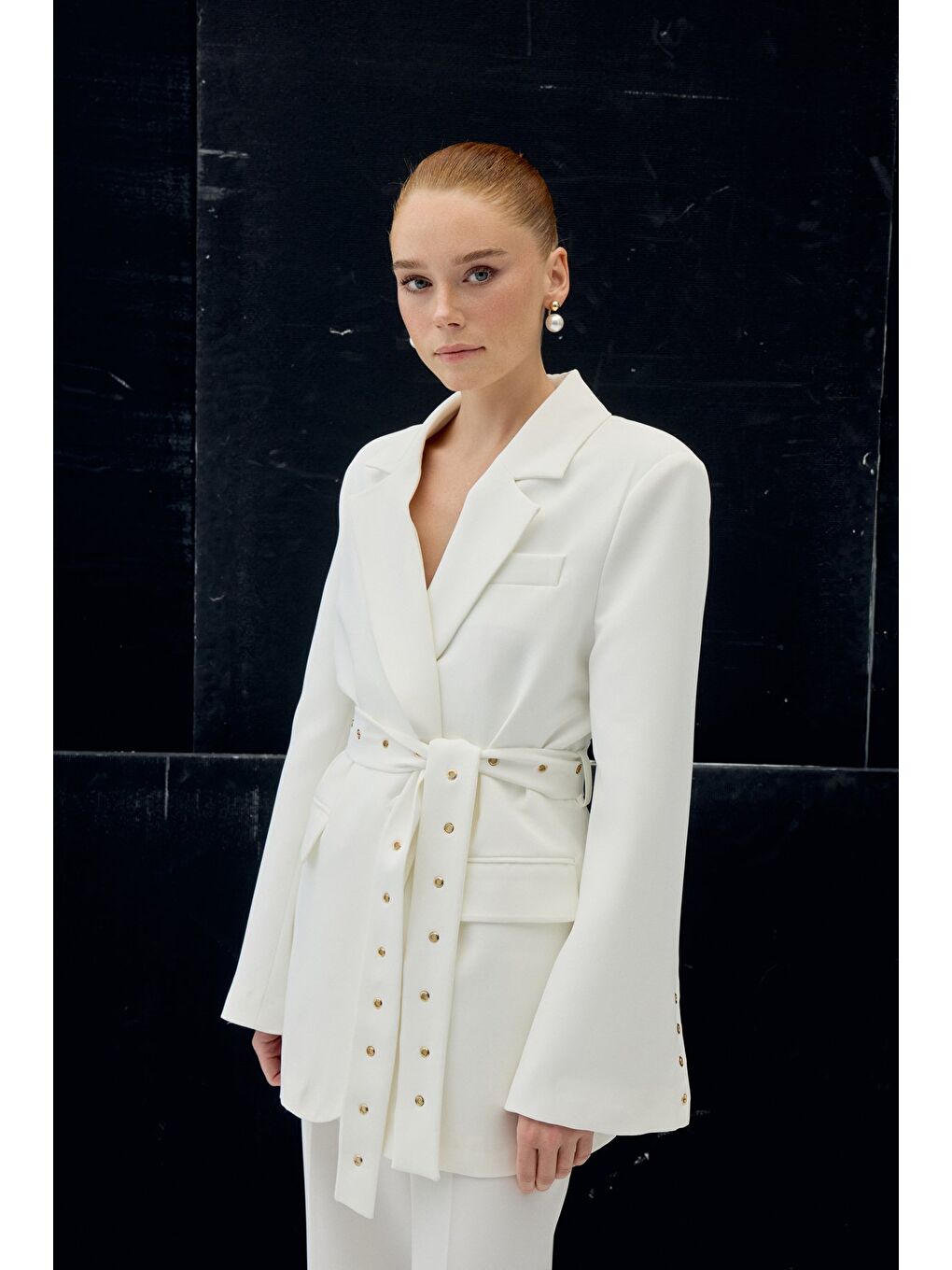 Serana Kuşak Detaylı Ceket - Ekru-1