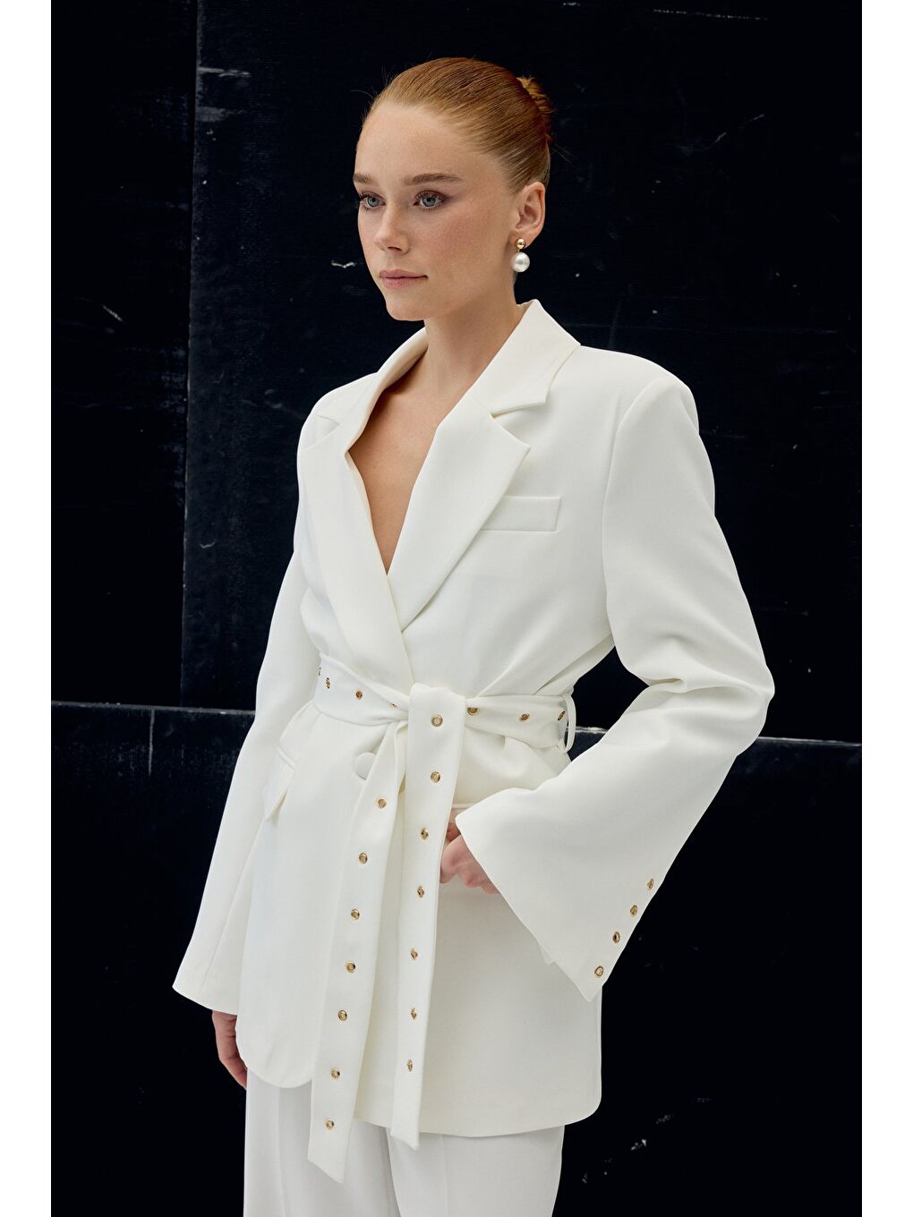 Serana Kuşak Detaylı Ceket - Ekru-2