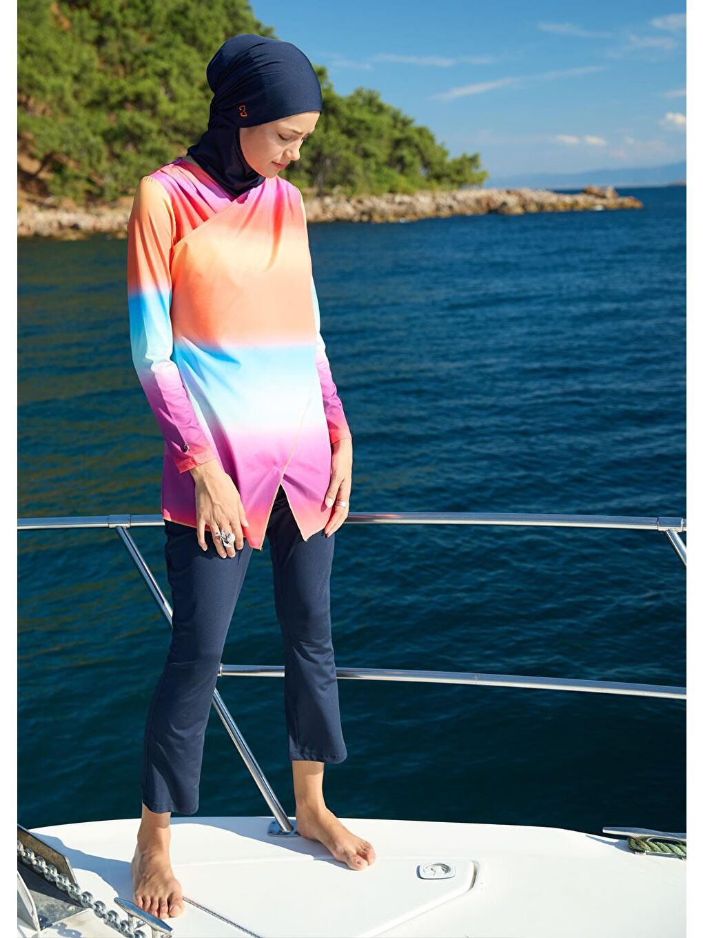 Karışık Renk Cümbüşü Tesettür Mayo Üstü-4