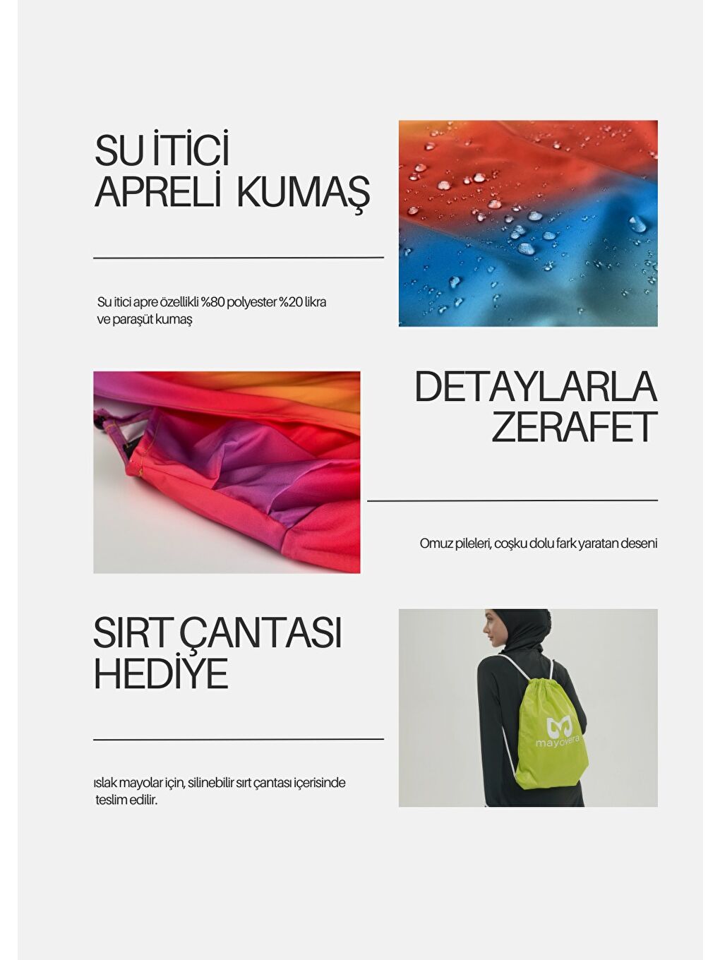 Karışık Renk Cümbüşü Tesettür Mayo Üstü-5