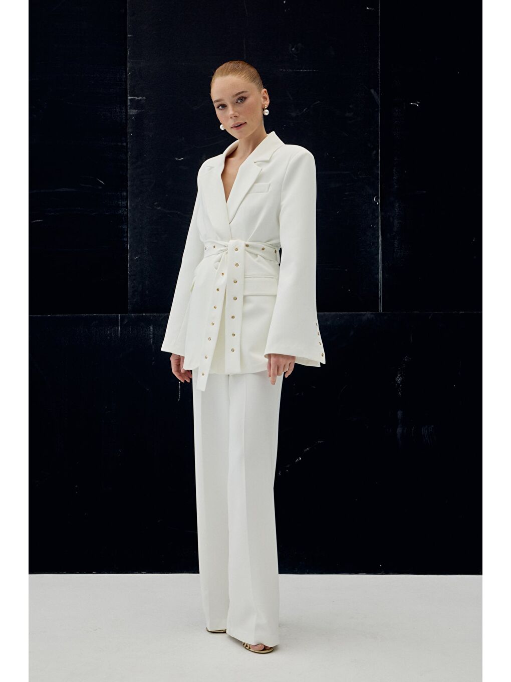 Serana Kuşak Detaylı Ceket - Ekru-4