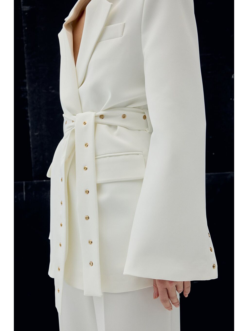 Serana Kuşak Detaylı Ceket - Ekru-6