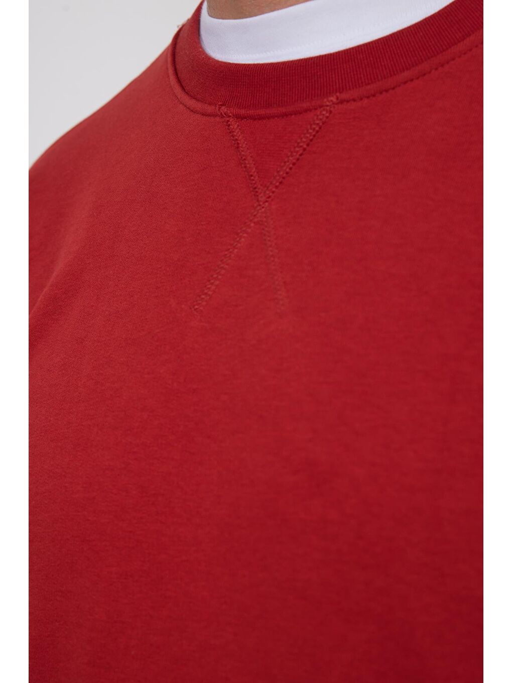 Kahverengi Unisex Relax Fit Rahat Kesim %100 Pamuk Basic Kiremit Bisiklet Yaka Sweatshirt-2