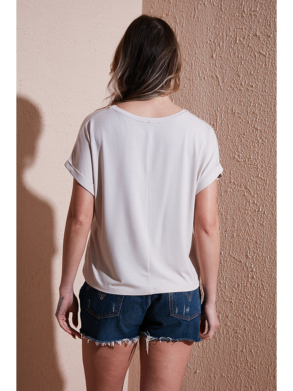 Bej Comfort Fit Bisiklet Yaka Bluz 25Y0519K1-4