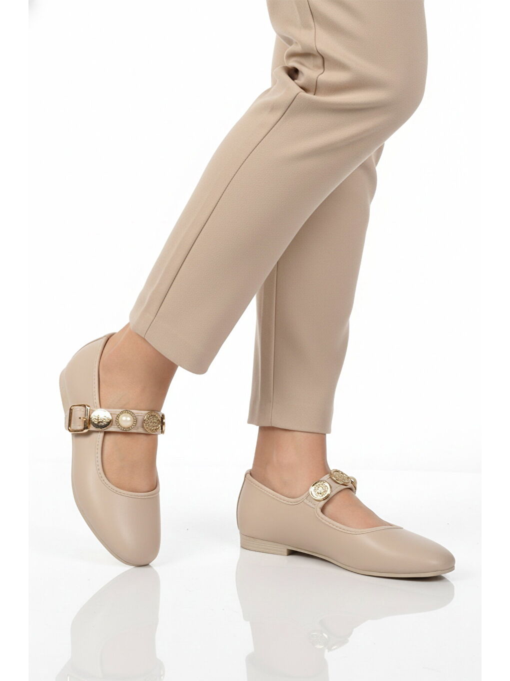 Bej Bantlı Kadın Hafif Casual Ayakkabı B-40 Z-1