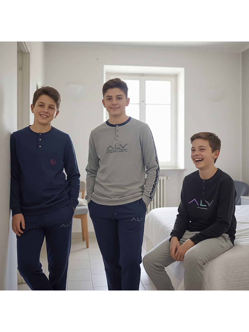 Karışık Genç Erkek Pamuklu 3 Adet 2'Li Pijama Takımı Bb2489-2