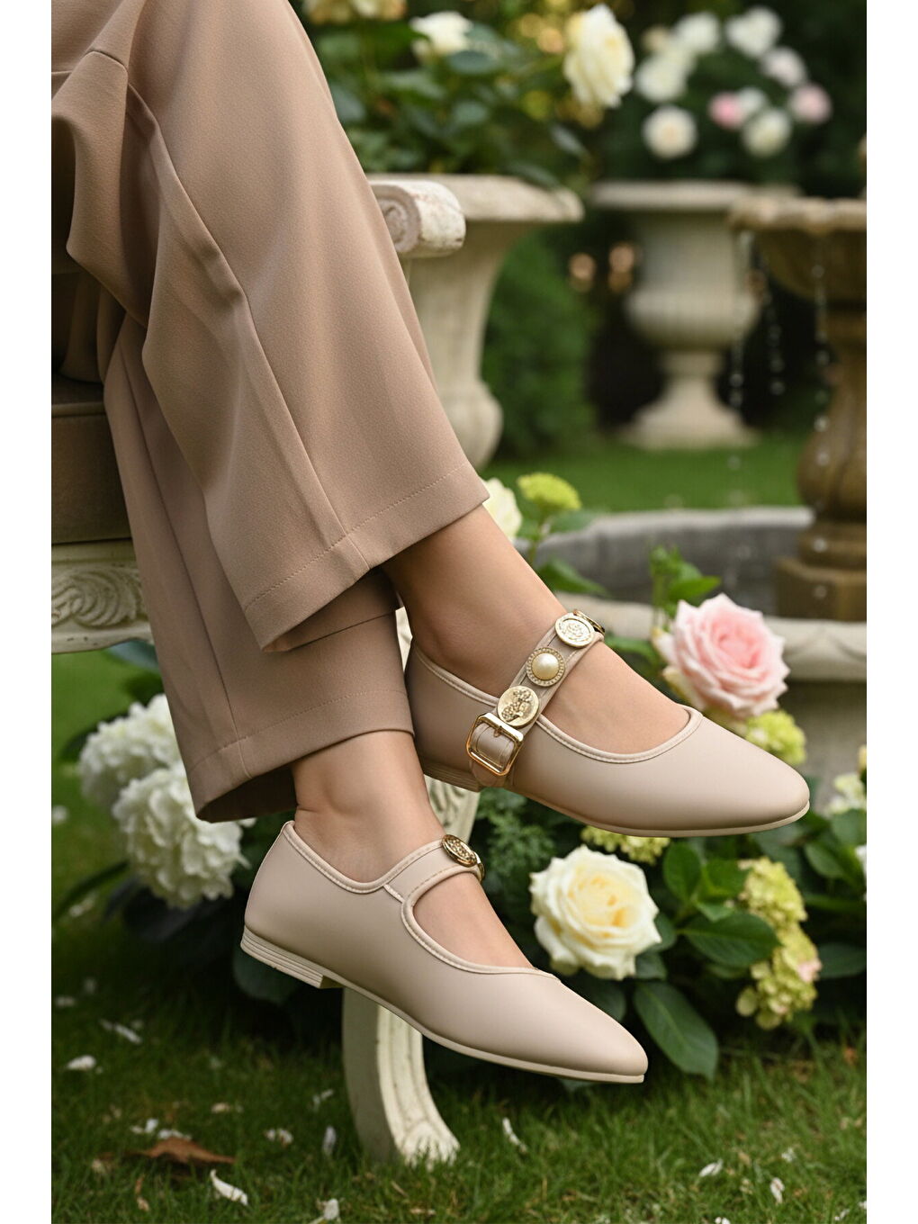 Bej Bantlı Kadın Hafif Casual Ayakkabı B-40 Z-2