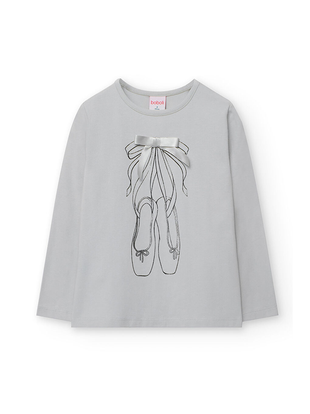 Gri Kız Çocuk Fiyonk Aksesuarlı Bluz-1