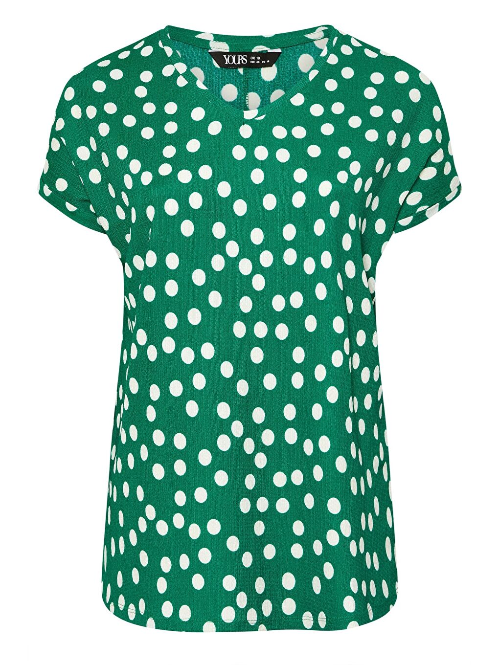 Yeşil Büyük Beden V Yaka Kısa Kollu Puantiyeli T-shirt 303956-5