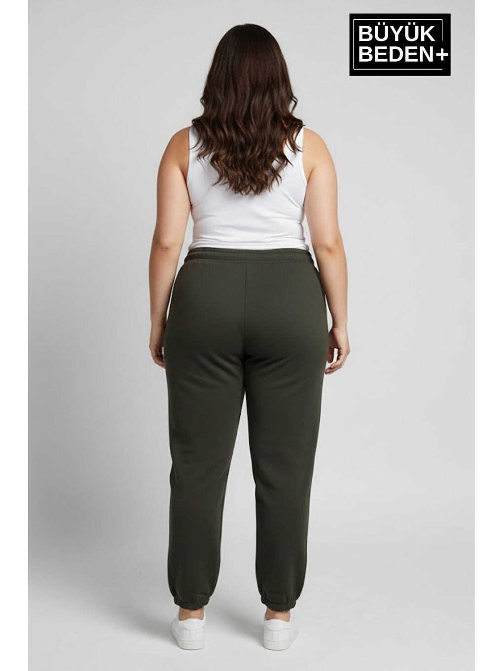 Haki Kadın Büyük Beden BROOKLYN Baskılı Paça Lastikli Jogger İnce Eşofman Altı SPR26BEAK951-2-2