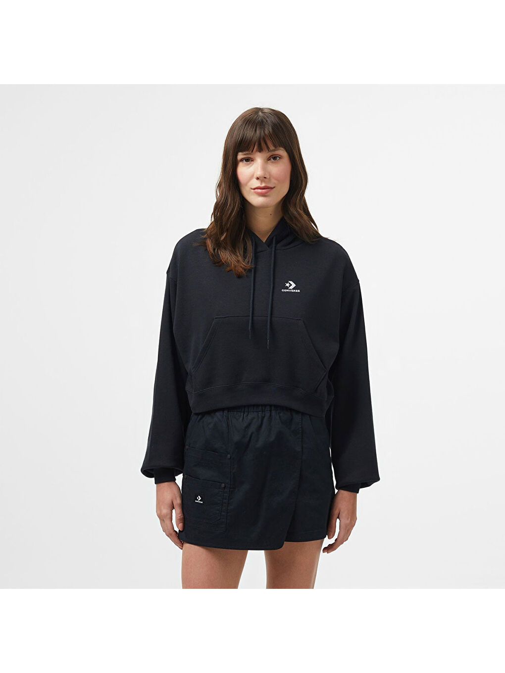 Chuck Taylor Boxy Kadın Siyah Kapüşonlu Sweatshirt