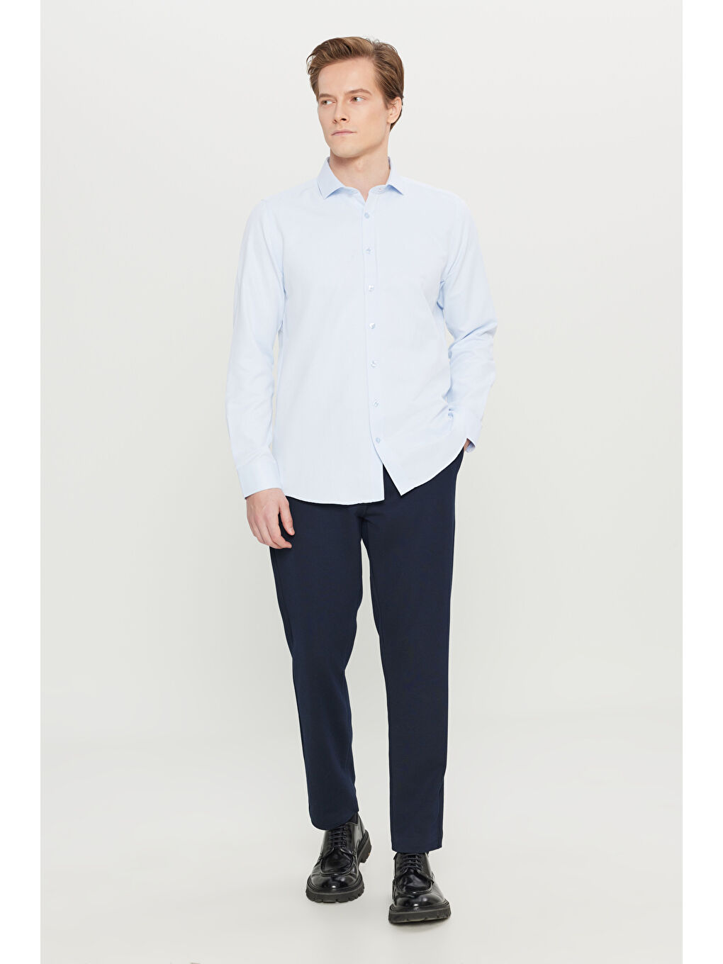 Erkek Lacivert Jogger Slim Fit Dar Kesim Yan Cepli Beli Bağlamalı Casual Pantolon-2
