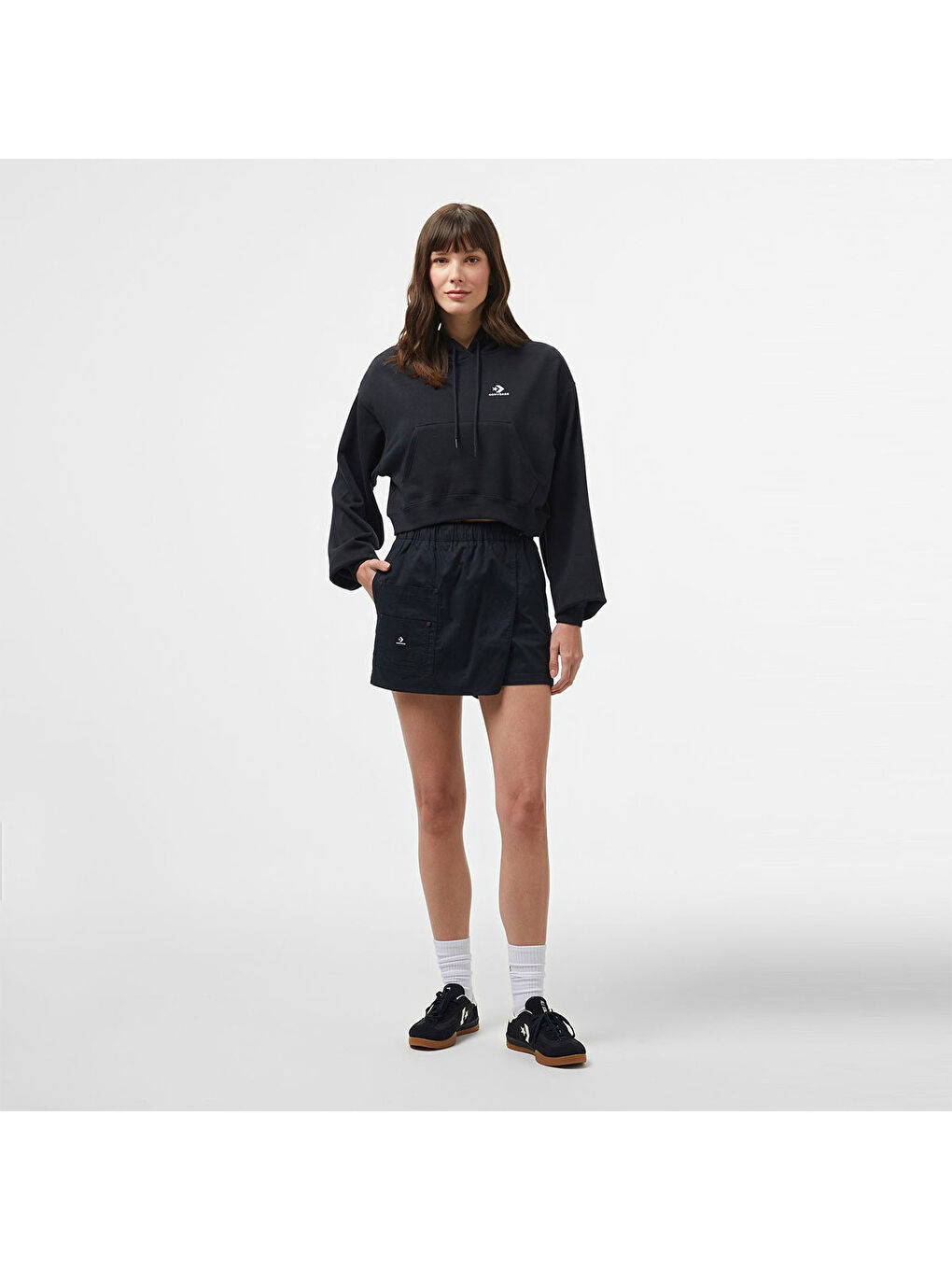 Chuck Taylor Boxy Kadın Siyah Kapüşonlu Sweatshirt-2