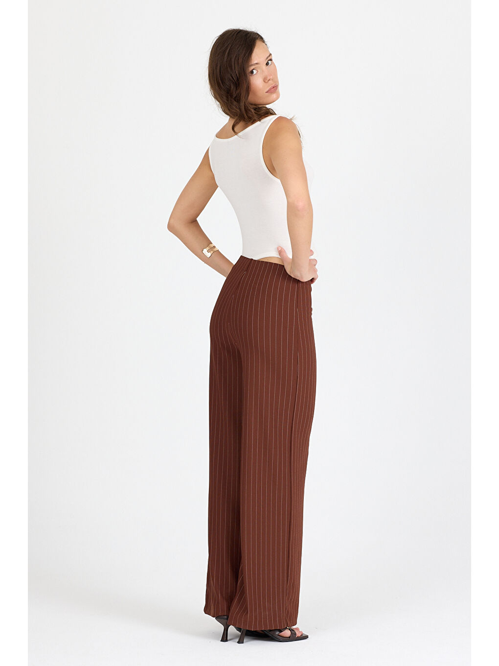 Kahverengi Kadın İspanyol Paça Pantolon 2041-4