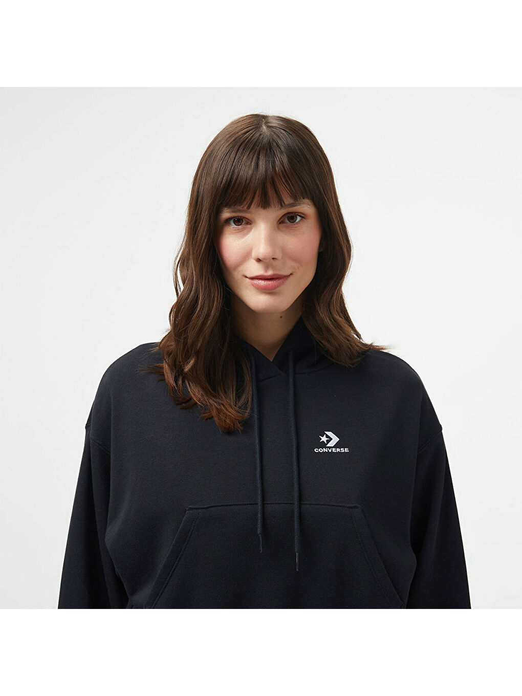 Chuck Taylor Boxy Kadın Siyah Kapüşonlu Sweatshirt-3