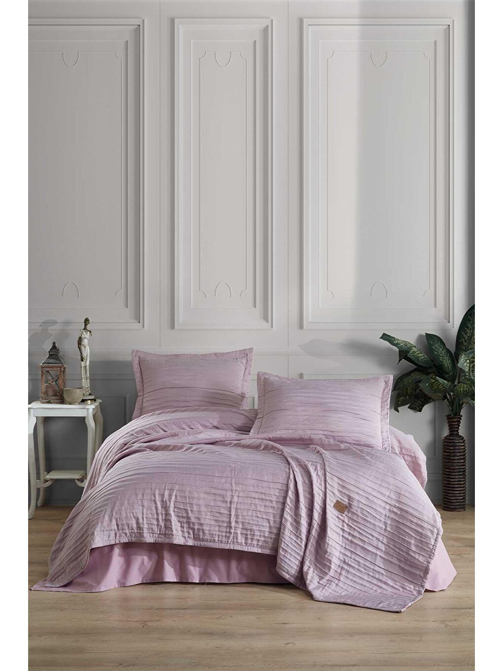Pembe Yatak Örtüsü Takımı Çift Kişilik Calista Gülkurusu (220x240cm)-1
