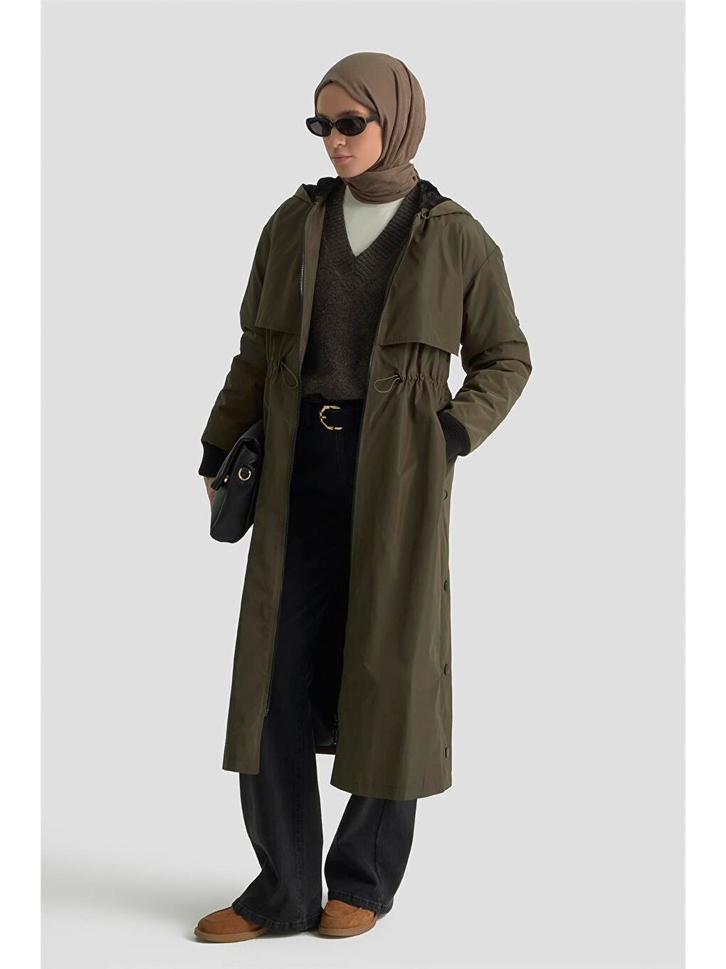 Aller Detaylı Kapitone Manto 25Kt1726 Haki-1