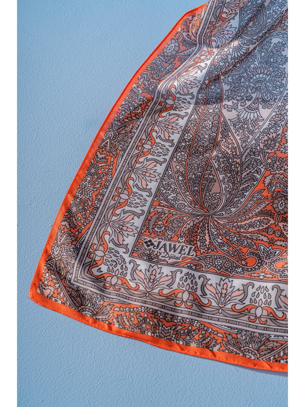 Turuncu Kadın Etnik Desen Soft Nysa Şal-1